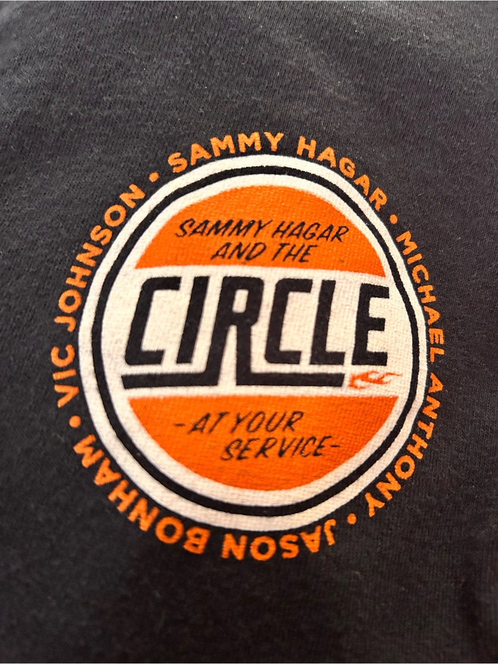 Sammy Hagar & The Circle Graphic Tee - navy with Orange Logo unisex medium
